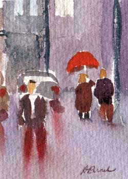 "I Love A Rainy Night" by Audrey Bunchkowski, Neshkoro WI - Watercolor - SOLD